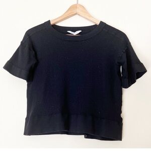 Everlane 100% Wool Black Cropped Short Sleeve Sweater